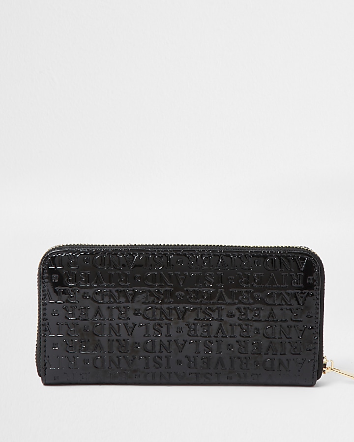 Black patent RI embossed purse