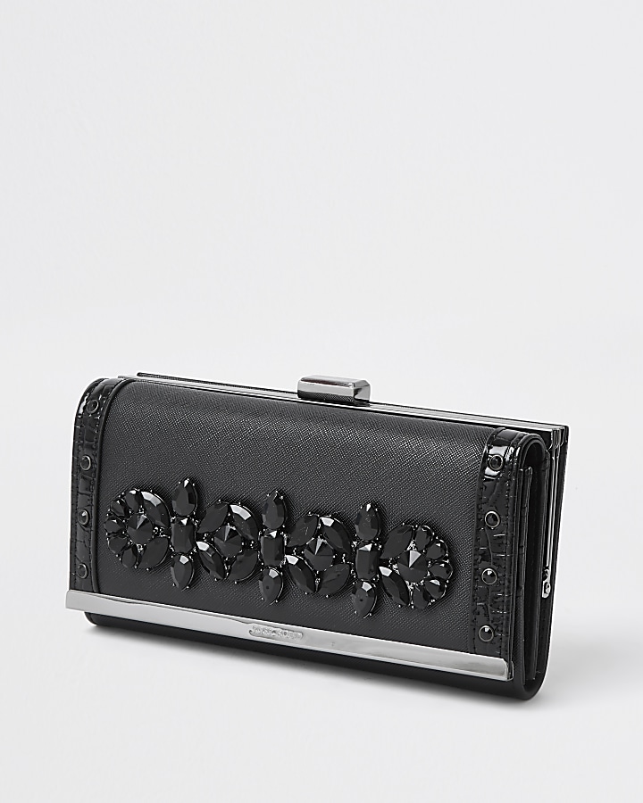 Black embellished clip top purses