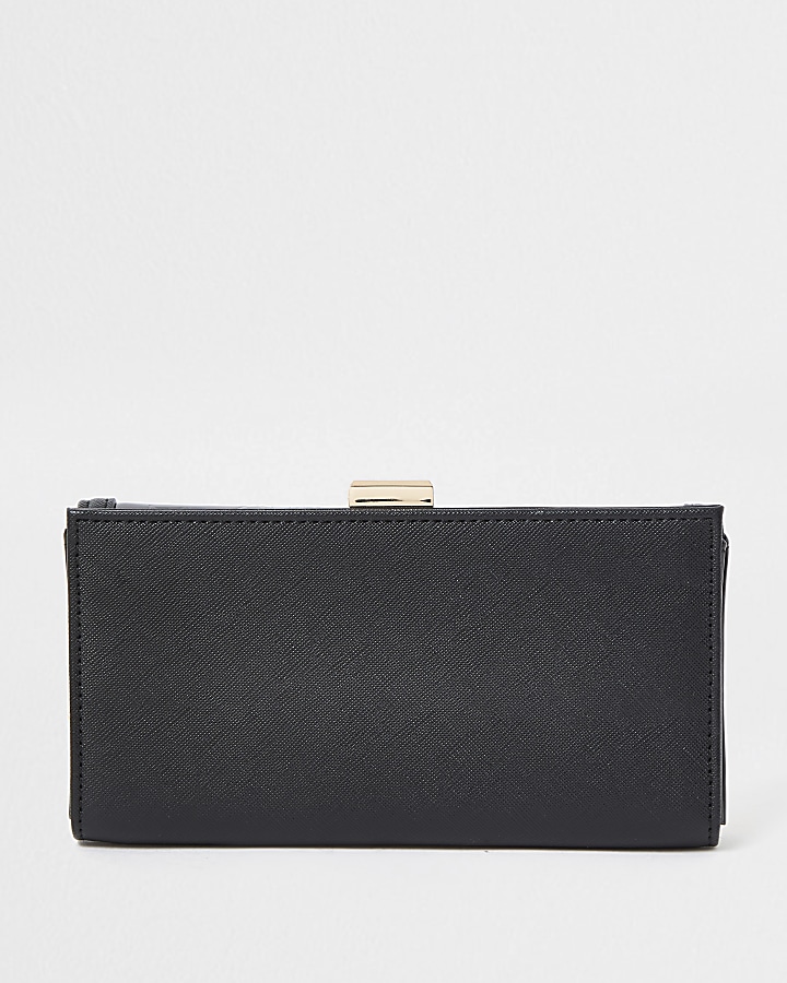 Black RI embossed padlock clip top purse
