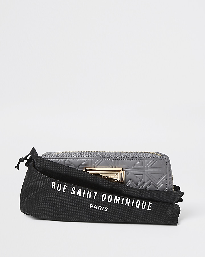 Rue Saint Dominique grey zip around purse