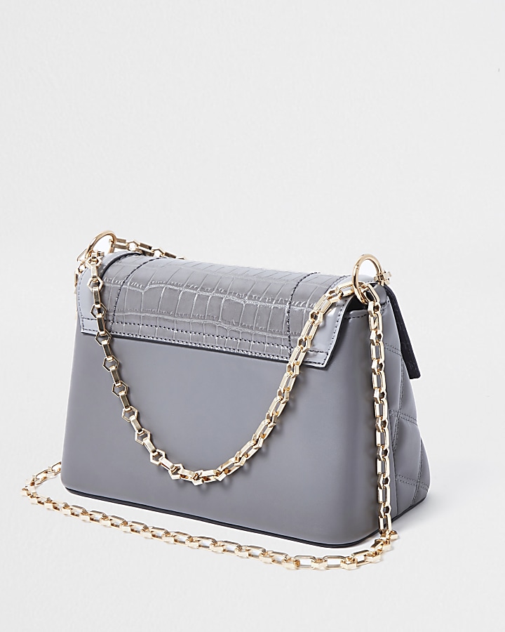 RSD grey croc and quilted shoulder bag