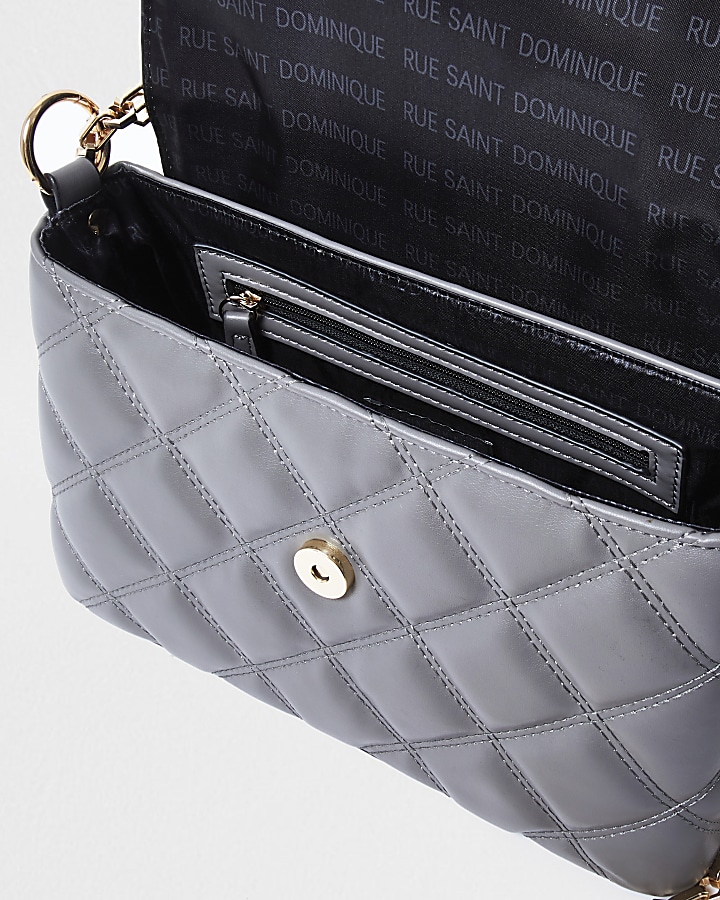 RSD grey croc and quilted shoulder bag