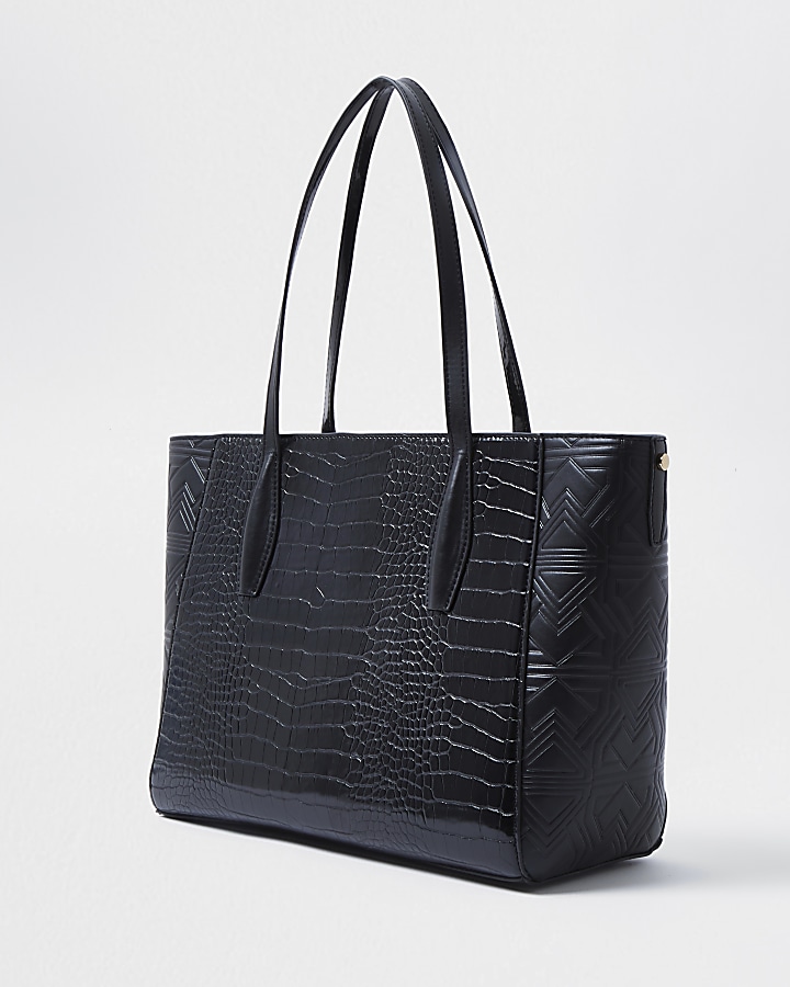 RSD Black Croc and Embossed Shopper Bag