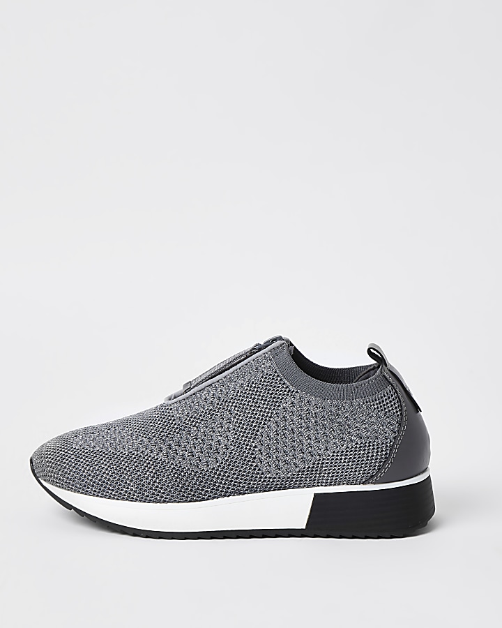 Silver zip front runner trainers