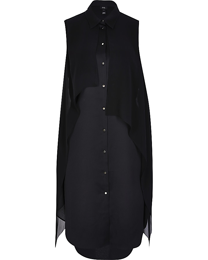 Black longline asymmetric dress