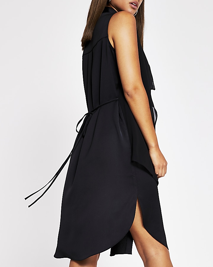 Black longline asymmetric dress