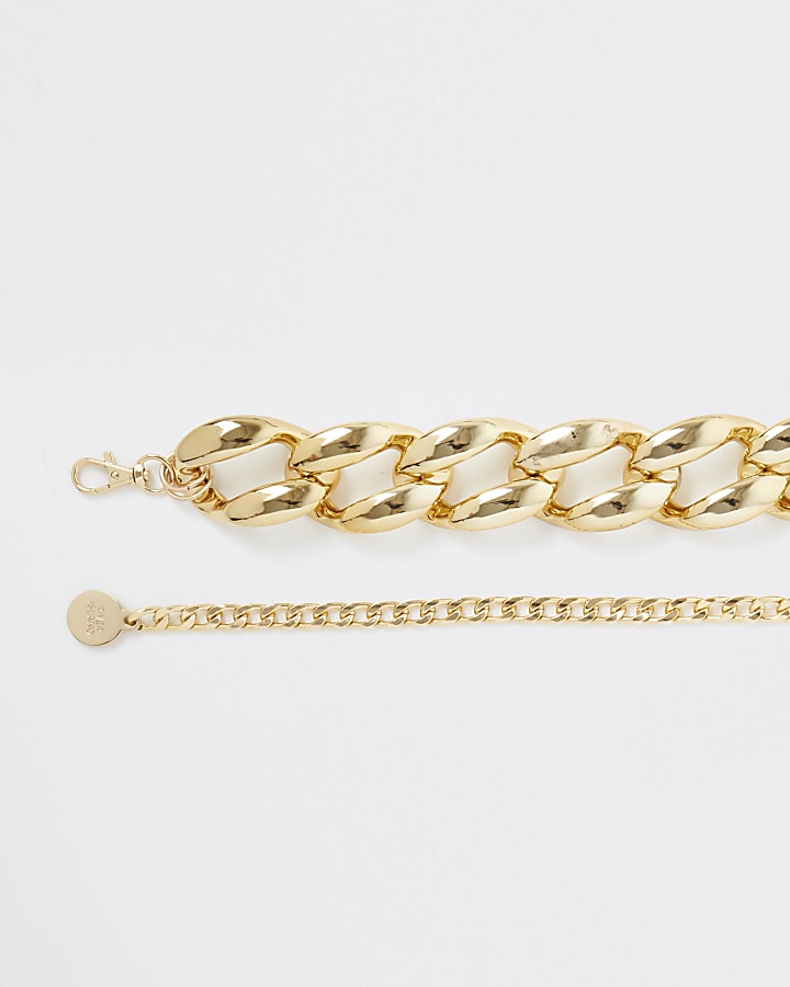 Gold colour chunky chain waist belt