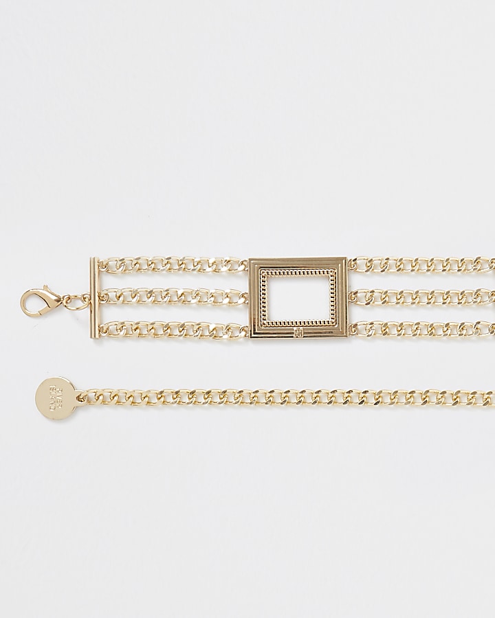 Gold colour square chain belt