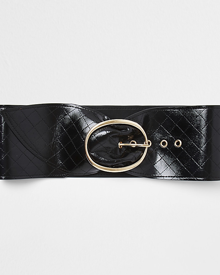 Black sash quilted waist belt