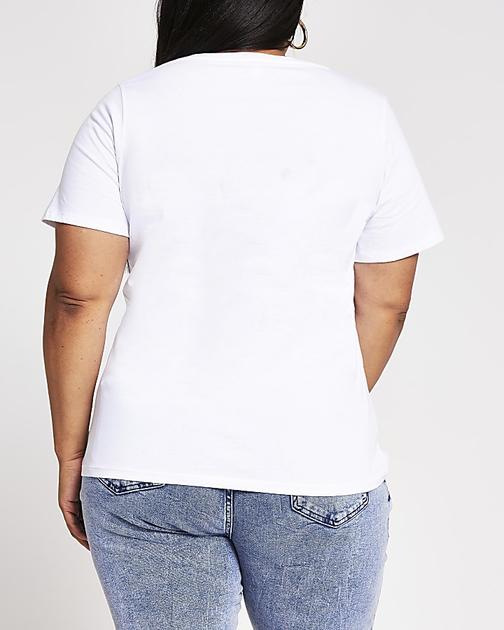 Plus white 'couture' print t-shirt