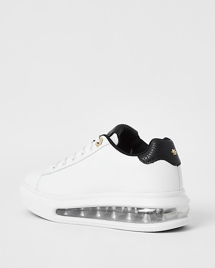 White bubble lace up outsole trainers
