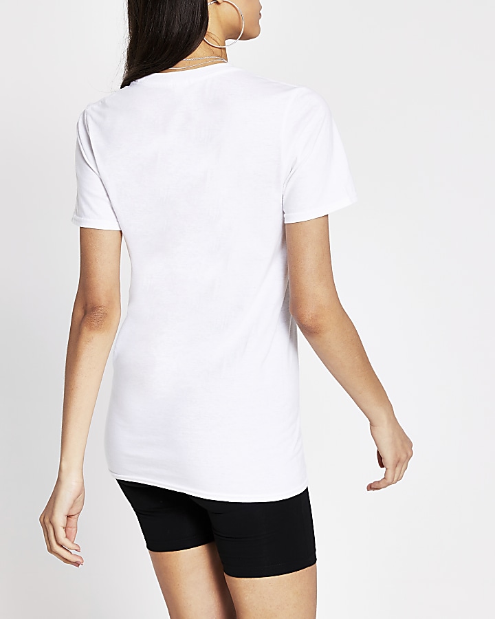 White mono printed Longline t-shirt