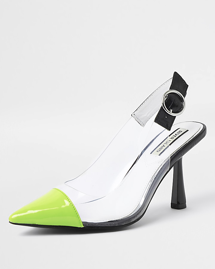 Green mid heel sling back court