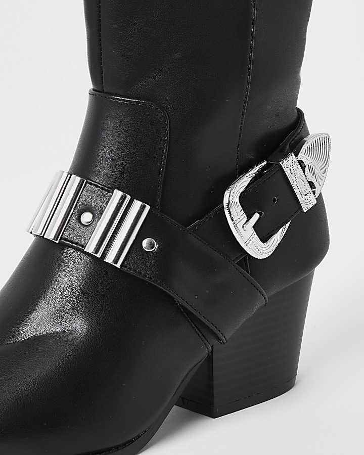 Black western buckle boots