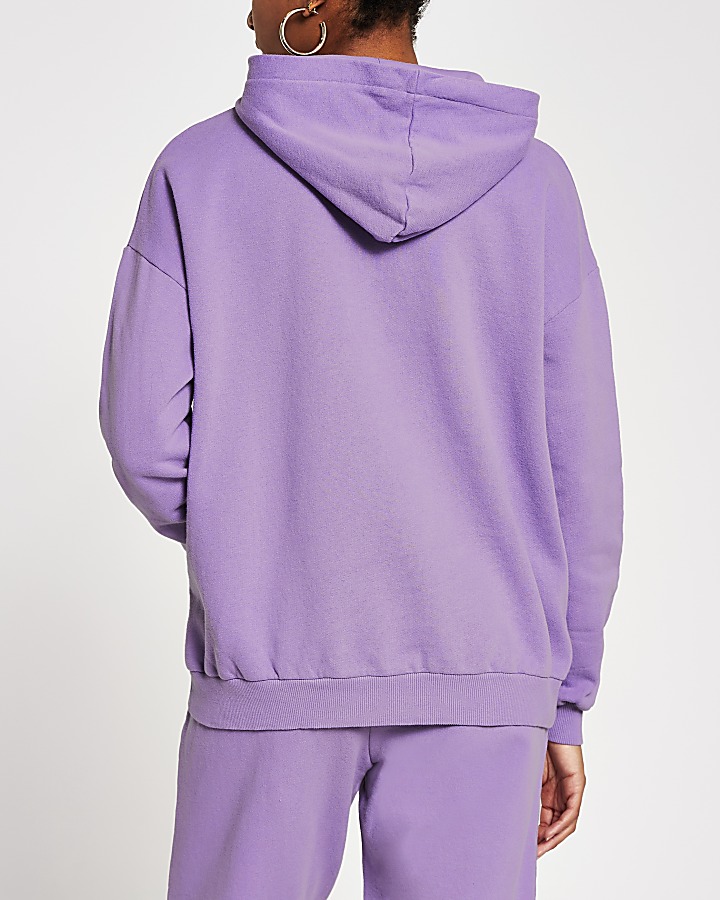 Lilac pocket front oversized hoodie