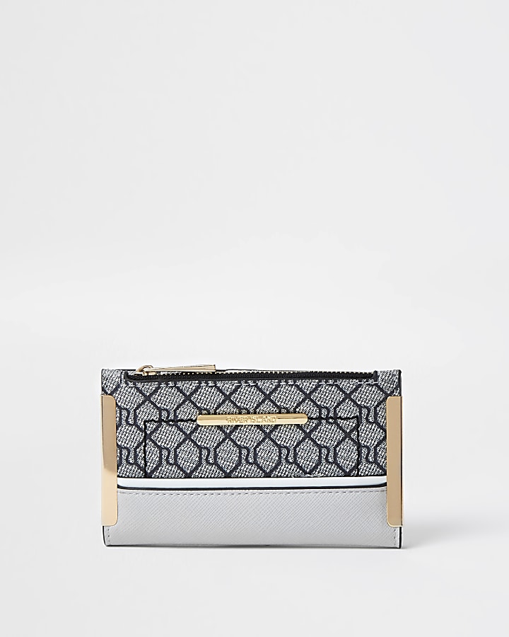 Grey RI monogram mini foldout purse