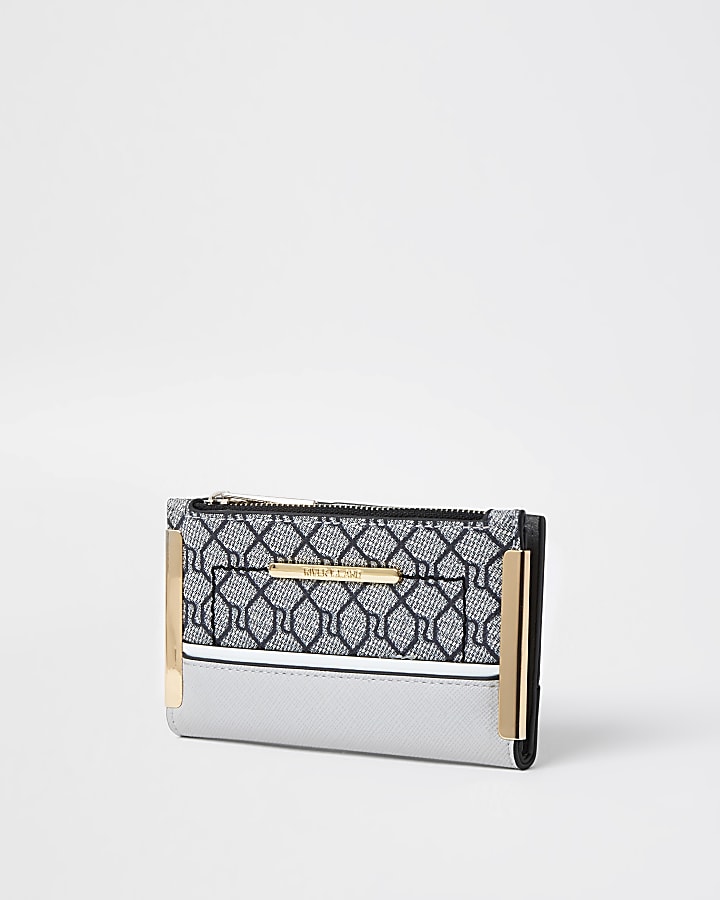 Grey RI monogram mini foldout purse