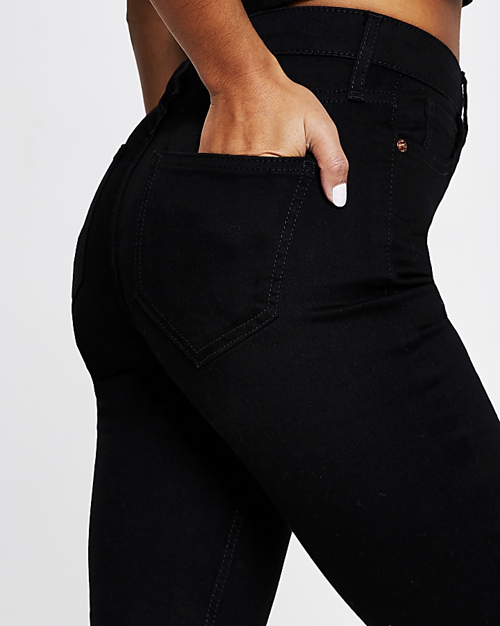 Petite black denim high rise skinny jeans