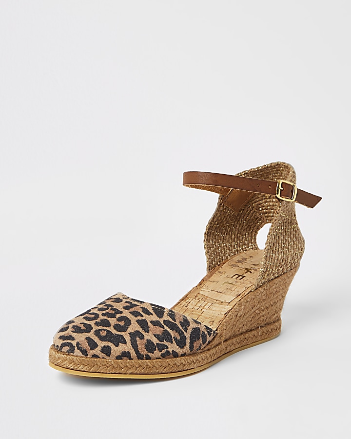 Ravel brown leopard print wedge sandals
