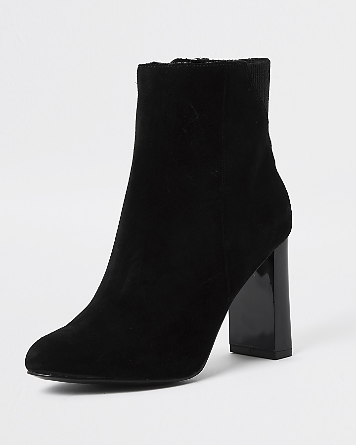 Black smart heeled ankle boots
