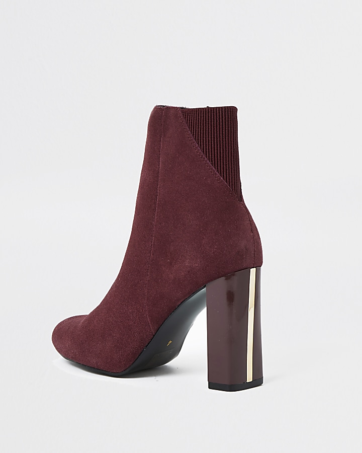 Red smart heeled ankle boots