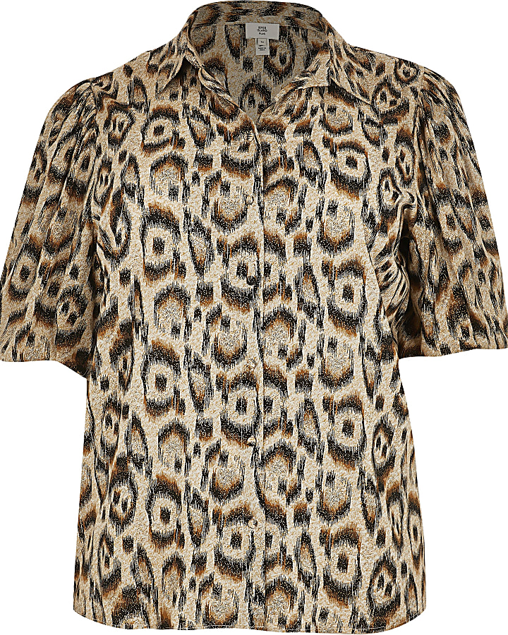 Plus brown leopard print shirt