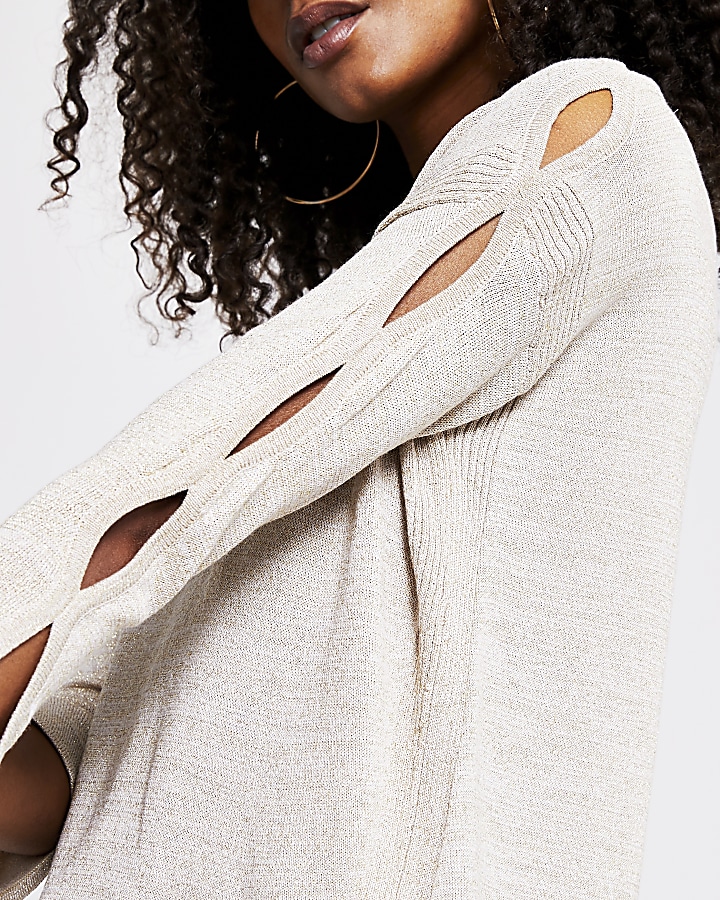 Gold cut out sleeve jumper