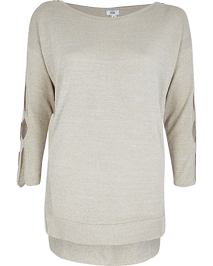 Gold cut out sleeve jumper