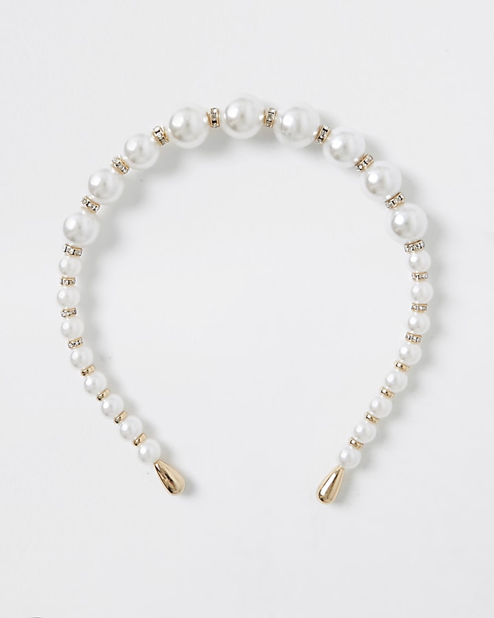 White pearl bead headband