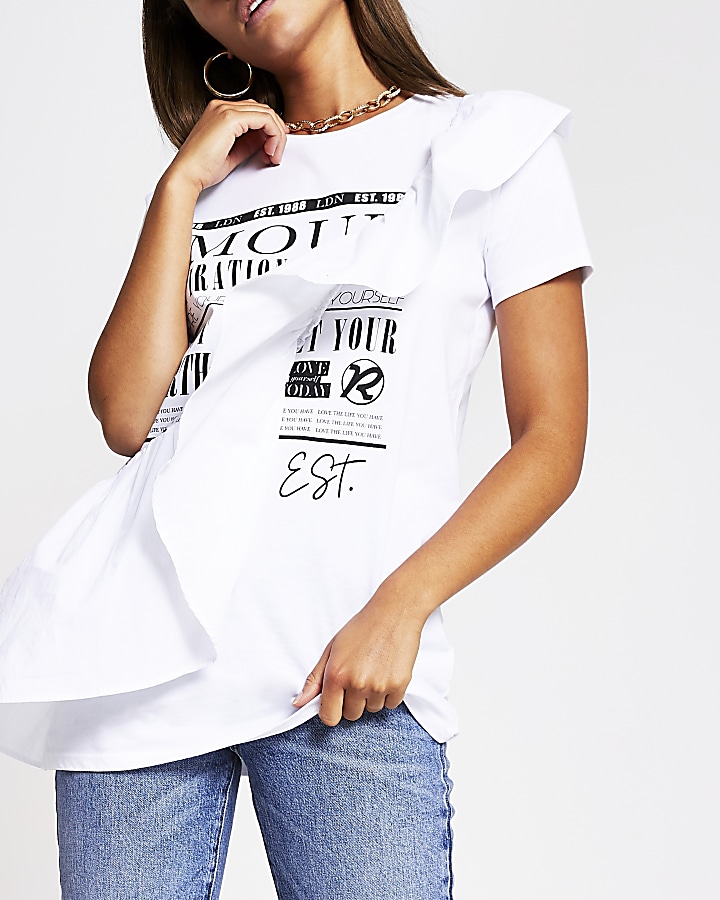 White Amour Frill T Shirt