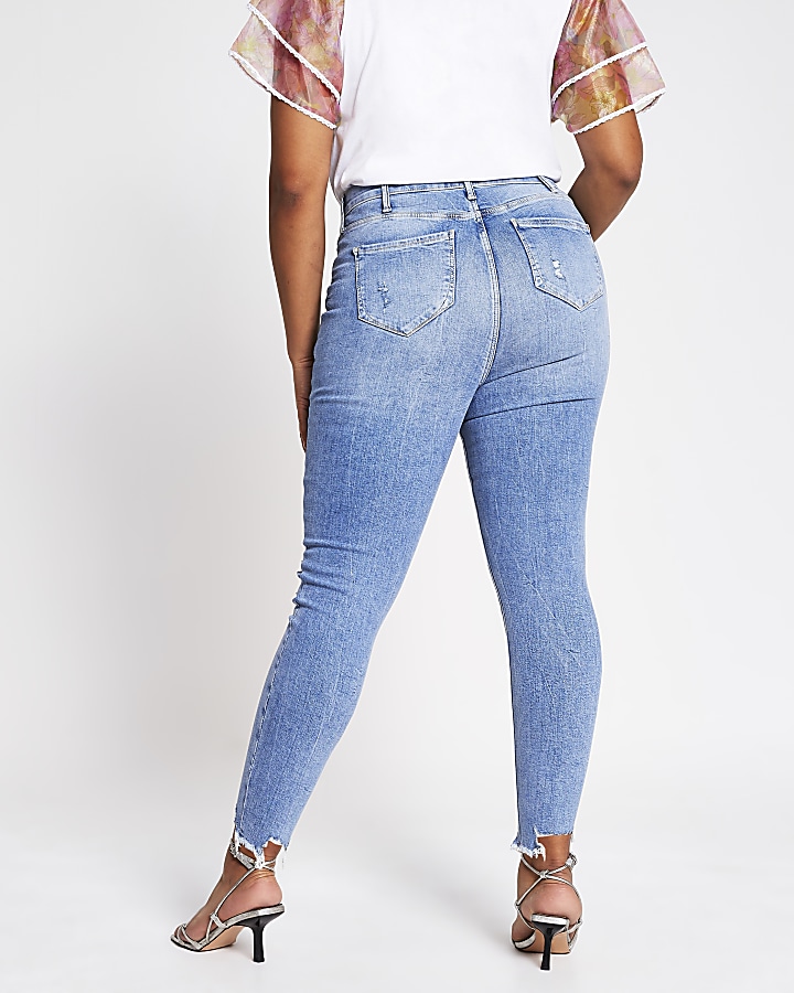 Plus light blue rip Molly mid rise jeggings