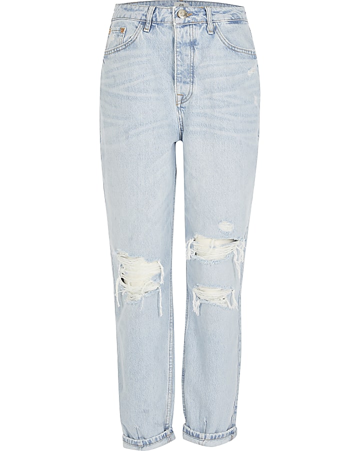 Blue Carrie high rise ripped detail jean