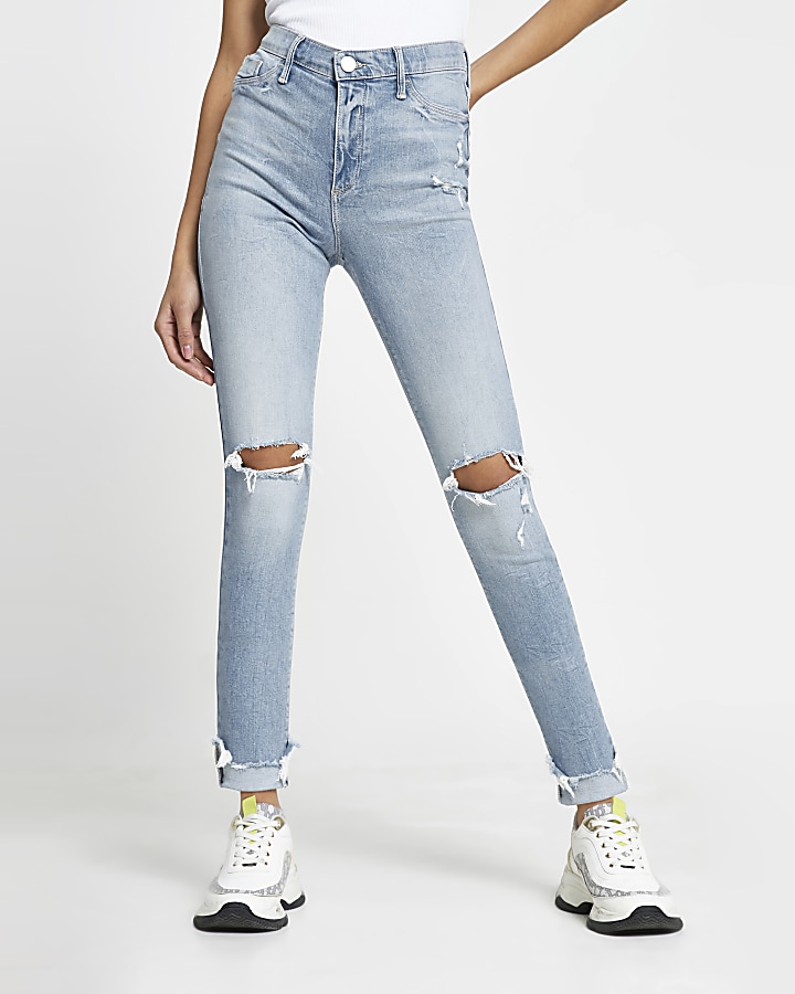 Blue Ripped Molly Mid Rise Sinny Jean