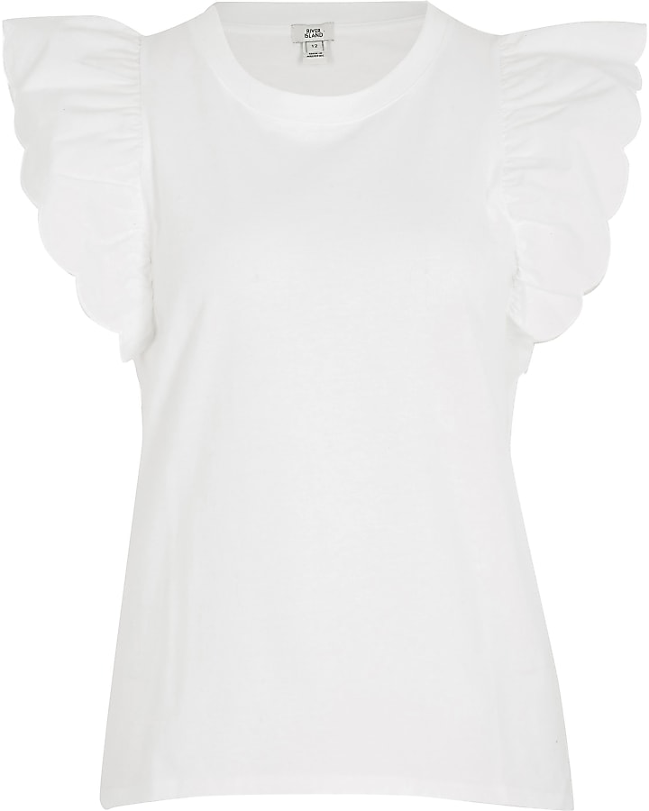 White scallop edge t-shirt