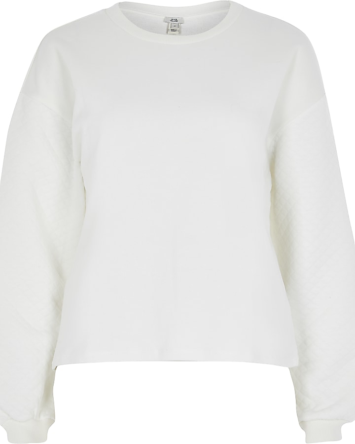 Cream quilted sleeve sweat