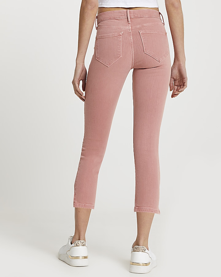 Pink Molly cropped mid rise jeans