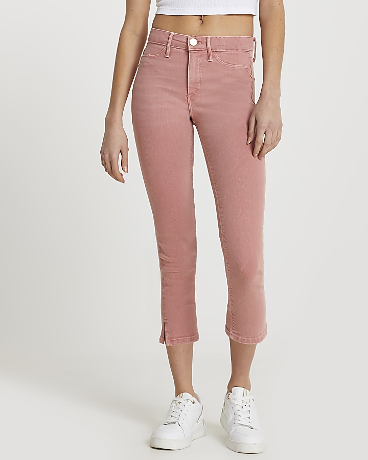 Pink Molly cropped mid rise jeans