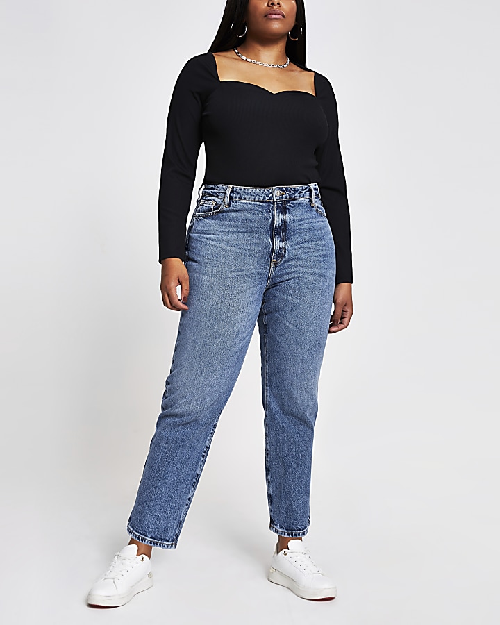 Plus Blue high waisted straight jeans