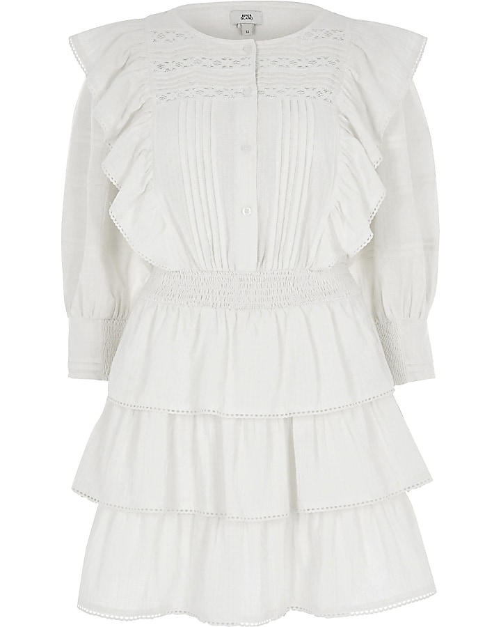 White cotton tiered dress