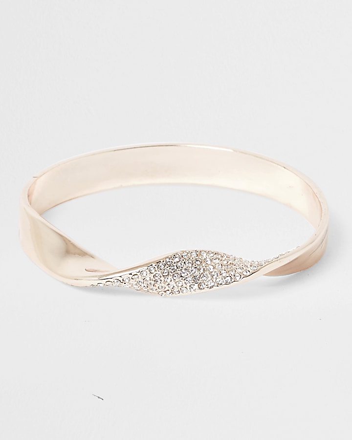 Gold tone diamante cuff bracelet