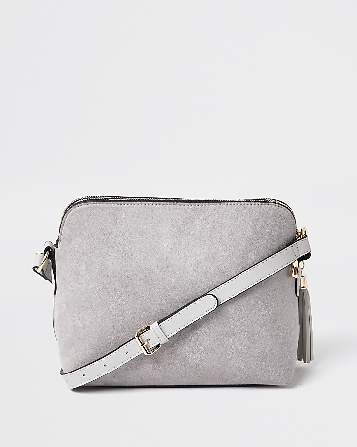Grey monogram cross body handbag