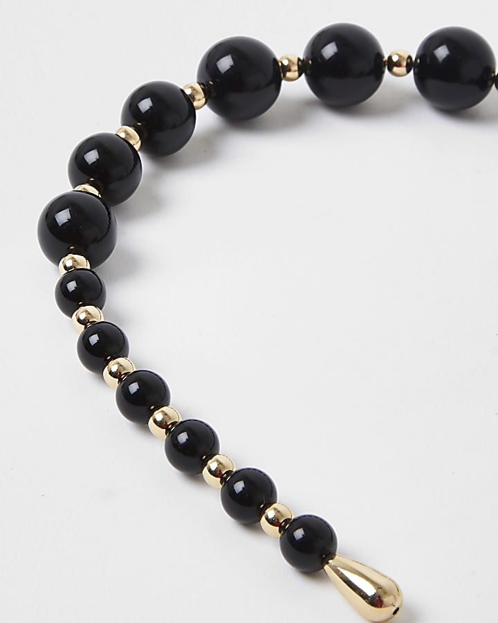 Black bead and gold ball alice band