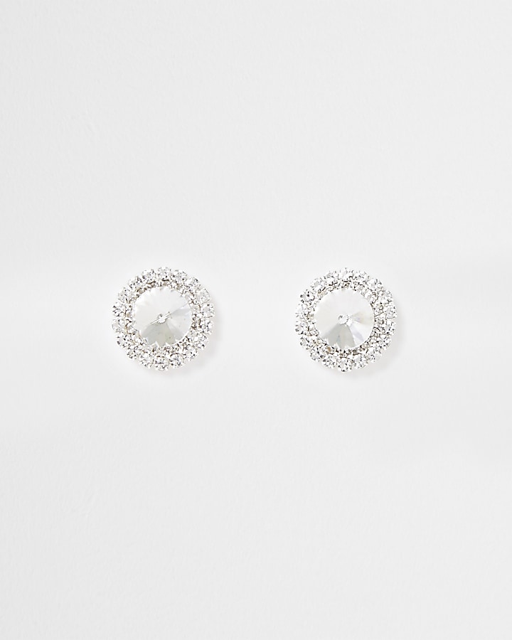 Silver large centre stone studs