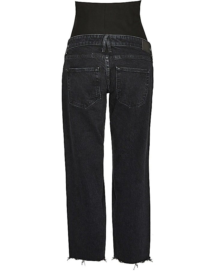 Black mid rise maternity straight jeans