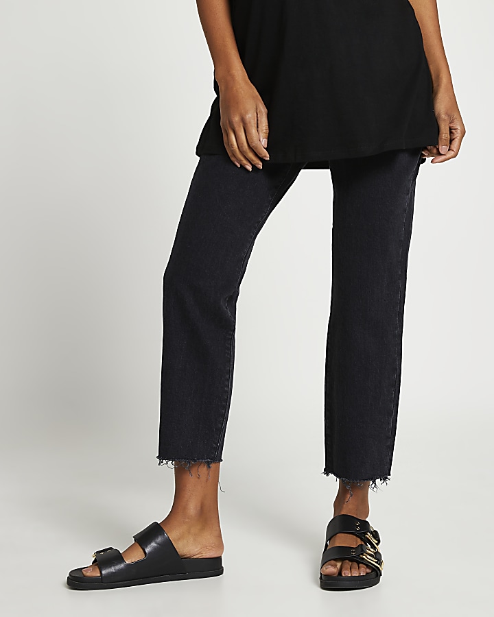 Black mid rise maternity straight jeans