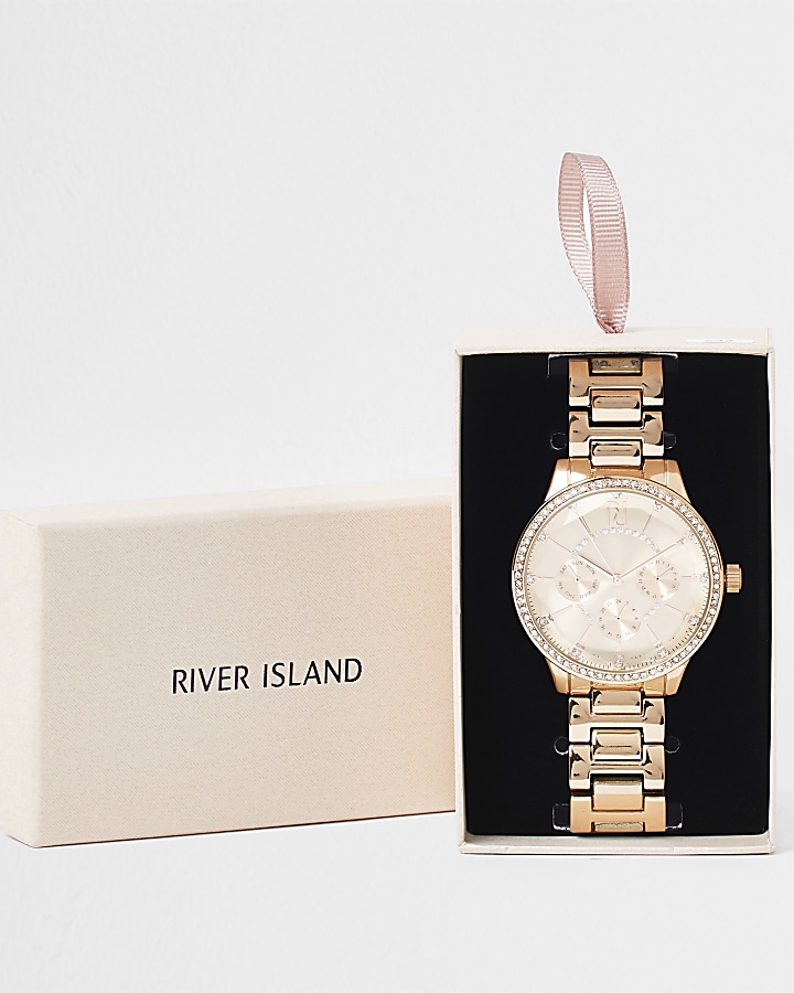 Gold coated round face watch