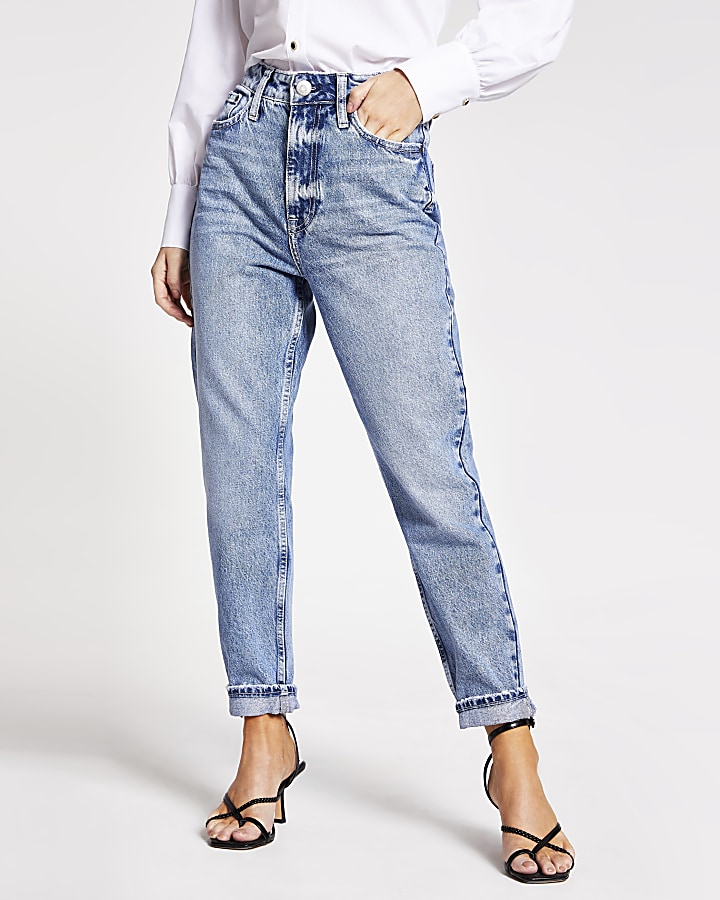 Petite light blue Carrie high rise Mom jeans