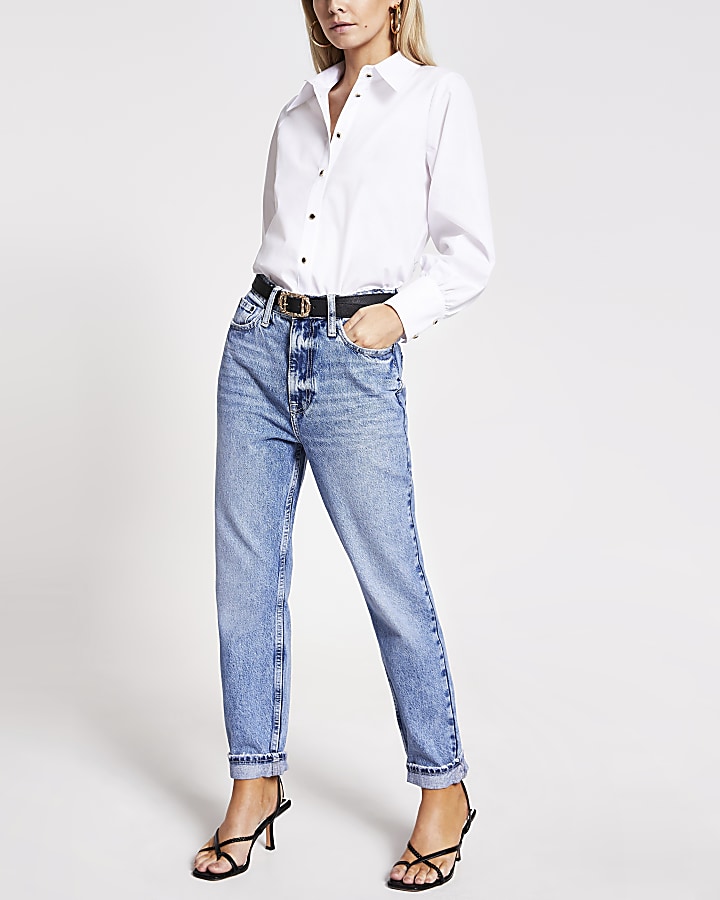 Petite light blue Carrie high rise Mom jeans