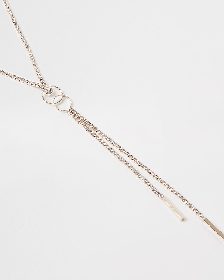 Rose gold double circle cup chain necklace
