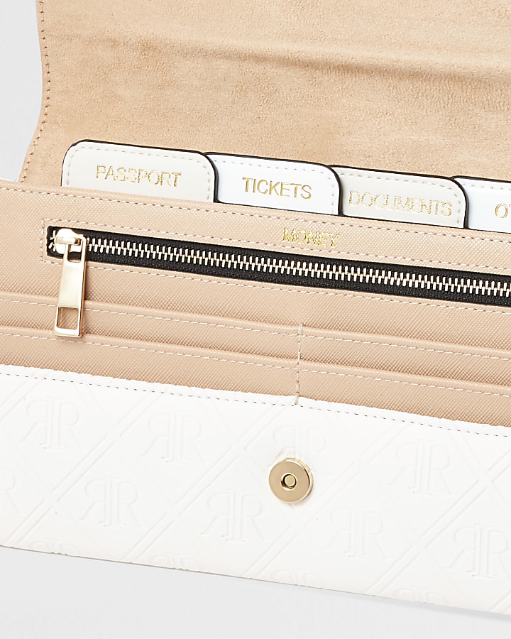 White embossed travel wallet